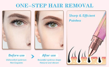 2-in-1 Rechargeable Eyebrow Trimmer & Shaver – Painless Precision Hair Remover with LED Light for Face, Nose, Lips, Chin & Arms