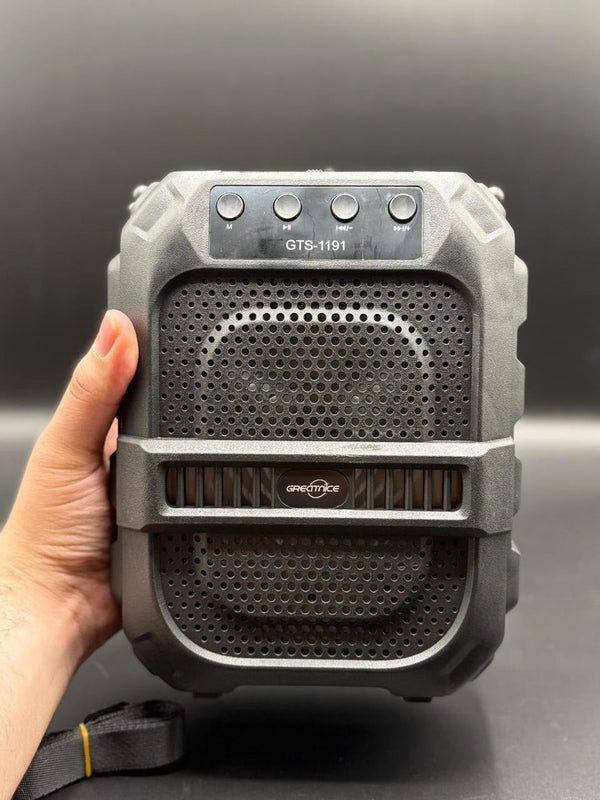 GTS-1191 Wireless Portable Bluetooth Speaker 10W with 6.5" Subwoofer, FM Radio, 1200mAh Battery, USB/AUX/TF Support & Belt Strap – Loud Outdoor Speaker for Travel, Party & Camping