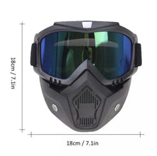 2-in-1 Detachable Motorcycle Helmet Goggles with Face Mask – Blue Mercury Lens
