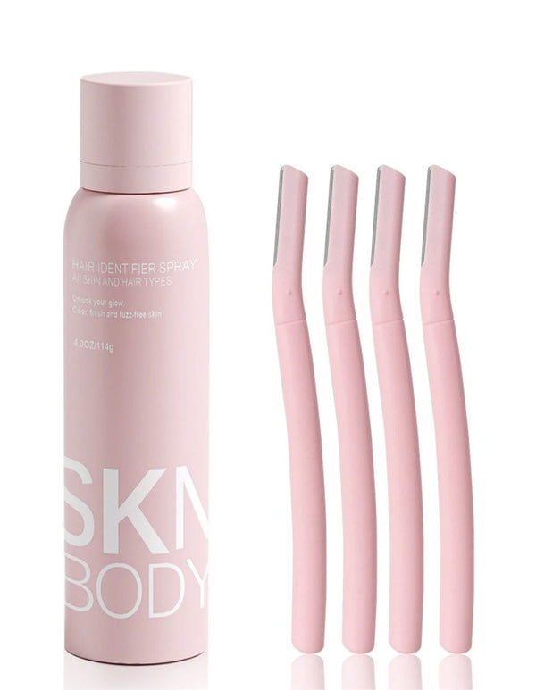 Hair Identifier Spray With 4 Razors or Face Shaving Moisturizing and Skin Care Dermaplaner Spray Glow Reveal Face Spray for Face Dermaplaning