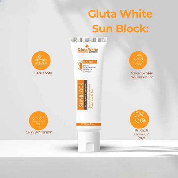 Gluta White Sunblock – Whitening Sunscreen with UV Protection for All Skin Types