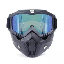 2-in-1 Detachable Motorcycle Helmet Goggles with Face Mask – Blue Mercury Lens