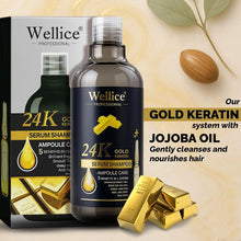 Original Wellice 24K Gold Keratin Serum Shampoo – Anti Hair Loss, Anti Frizz, Deep Cleanse & Smooth Finish