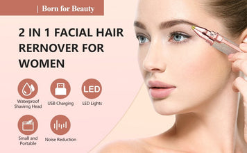 2-in-1 Rechargeable Eyebrow Trimmer & Shaver – Painless Precision Hair Remover with LED Light for Face, Nose, Lips, Chin & Arms
