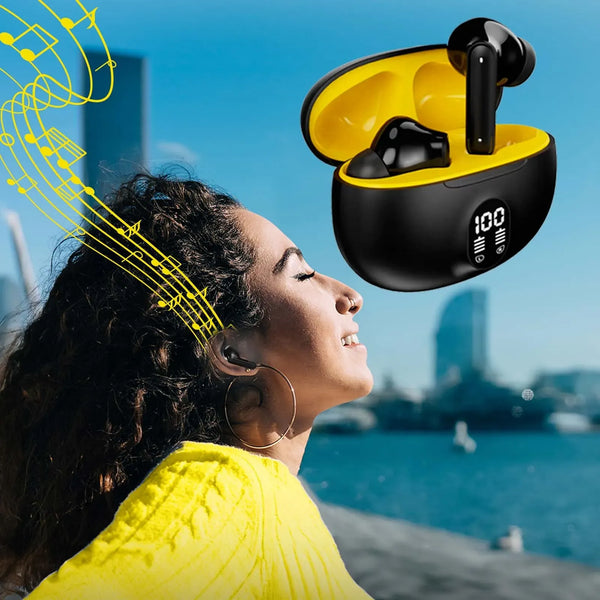 TWS Wireless Earbuds with LED Display ENC Noise Cancellation HiFi Stereo Bluetooth Earbuds