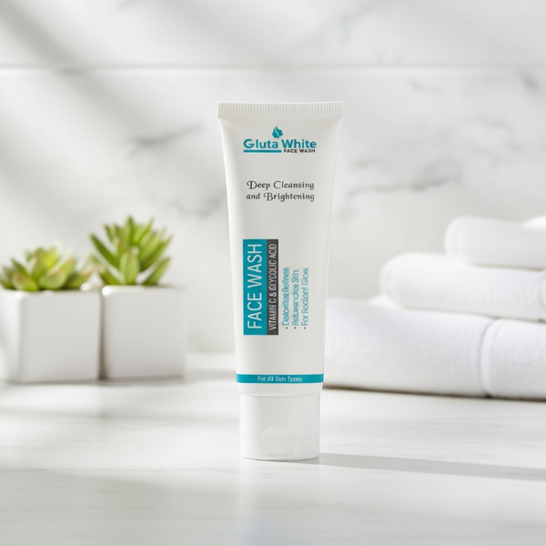 Gluta White Face Wash 100g – Deep Cleansing & Brightening with Vitamin C & Glycolic Acid | Detoxifying & Skin Rejuvenating Cleanser